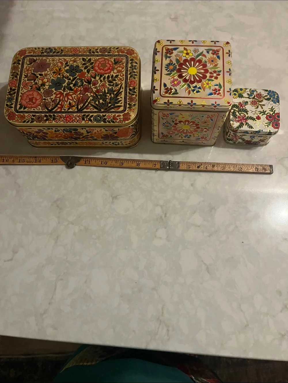 Vintage Kashmir type Tin box’s floral tin box’s tea box 2 are hinged & English